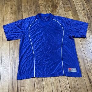 NIKE‎ TEAM Royal Blue Athletic Soccer Jersey T Shirt Mens XL V Neck Short Sleeve